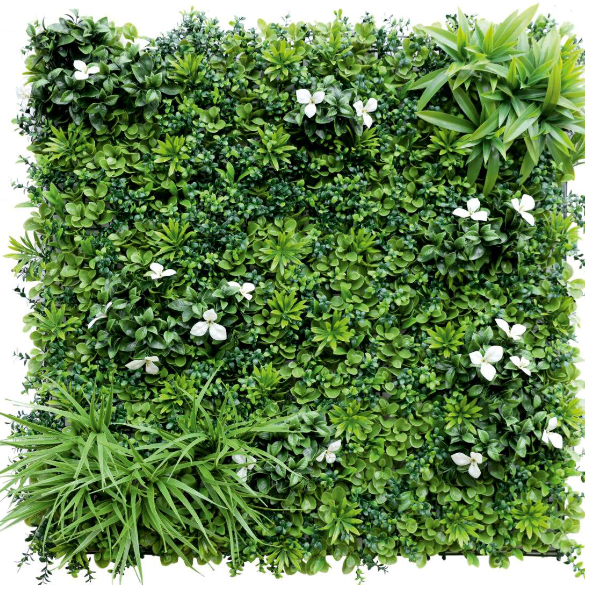 Artificial vertical garden wall for home decoration using greenwall panels and fake greenery