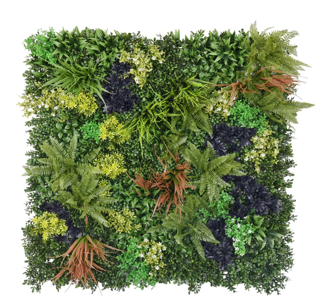 Tropical Bliss artificial vertical garden wall panel with lush mixed foliage, fake greenwall panels, and UV-protected artificial plants for vibrant interior and exterior décor.